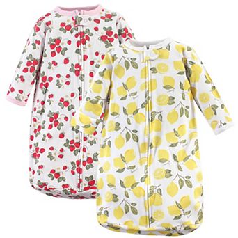 Hudson Baby Infant Girl Cotton Long-Sleeve Wearable Sleeping Bag, Sack, Blanket, Strawberry Lemon