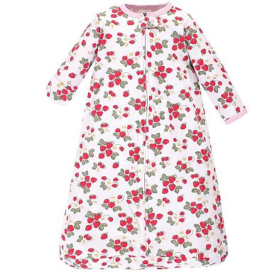Hudson Baby Infant Girl Cotton Long-Sleeve Wearable Sleeping Bag, Sack, Blanket, Strawberry Lemon