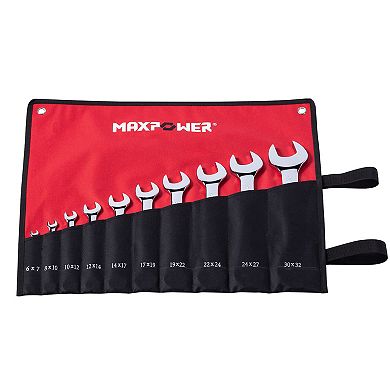 MAXPOWER Double Open-End Wrench Set (6mm - 32mm), Metric, CR-V, 10PCS