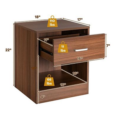 Hivvago Modern Nightstand With Storage Drawer And Cabinet