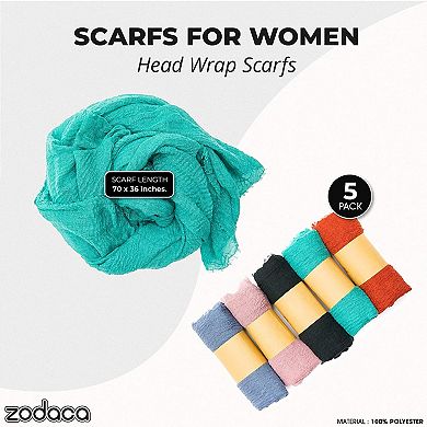 Shawl Head Wrap, Hijab Scarf for Women in 5 Colors (70 x 36 In, 5 Pack)