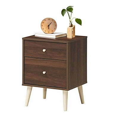 Hivvago 2-drawer Nightstand Beside End Side Table With Rubber Legs