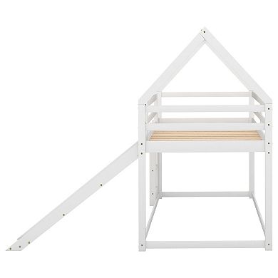 Merax Twin Size Bunk House Bed with Slide and Ladder