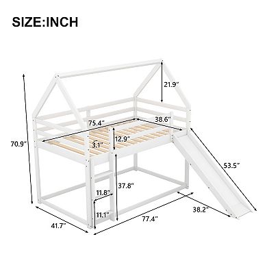 Merax Twin Size Bunk House Bed with Slide and Ladder