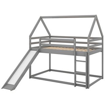Merax Twin Size Bunk House Bed with Slide and Ladder