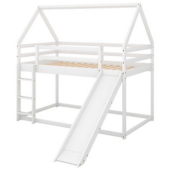 Merax Twin Size Bunk House Bed with Slide and Ladder