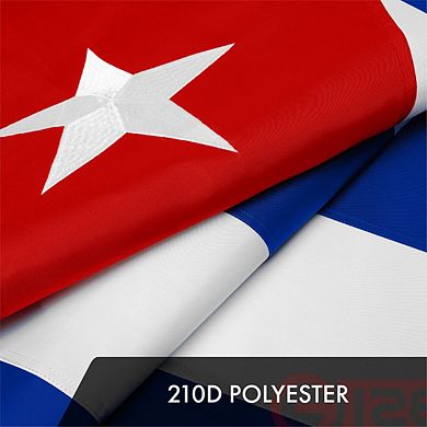 G128 3x5ft 1PK Cuba Embroidered 300D Polyester Brass Grommets Flag
