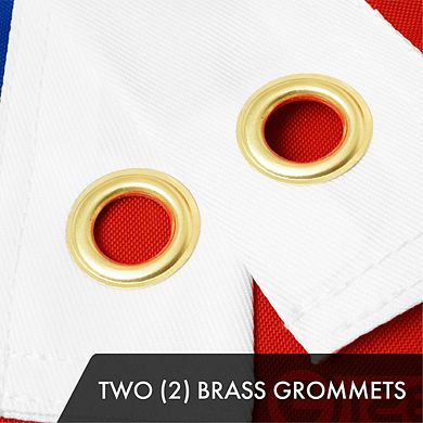 G128 3x5ft 2PK Chile Embroidered 300D Polyester Brass Grommets Flag