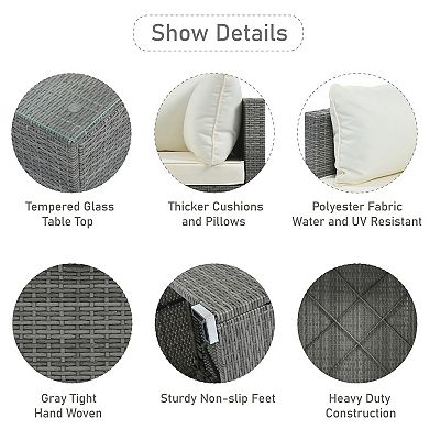 Merax 8-Pieces Outdoor Patio Furniture Sets, Garden Conversation Wicker Sofa Set