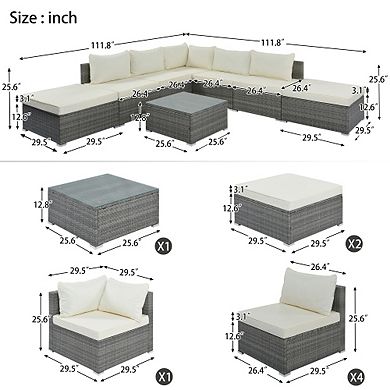 Merax 8-Pieces Outdoor Patio Furniture Sets, Garden Conversation Wicker Sofa Set