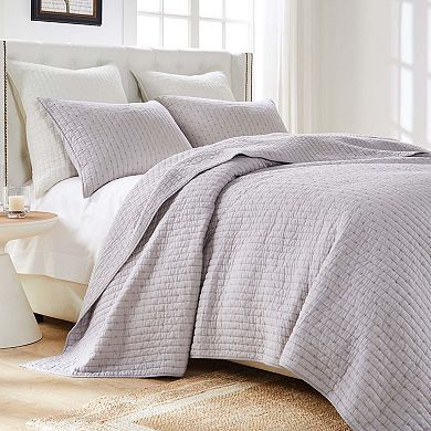 Monterrey Finely Stitched Quilt Set Renewable Cotton Classic Solid Color Style Machine Quilted