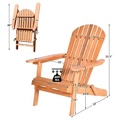 Hivvago Eucalyptus Chair Foldable Outdoor Wood Lounger Chair