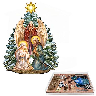 Nativity Scene with Christmas Tree 5-inch Décorative Village by G. Debrekht - Nativity Holiday Décor