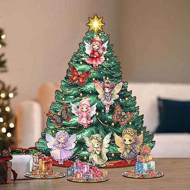 Fairies and Butterflies-Themed 11-inch Collectible Christmas tree by G.DeBrekht - Tabletop Christmas Decor