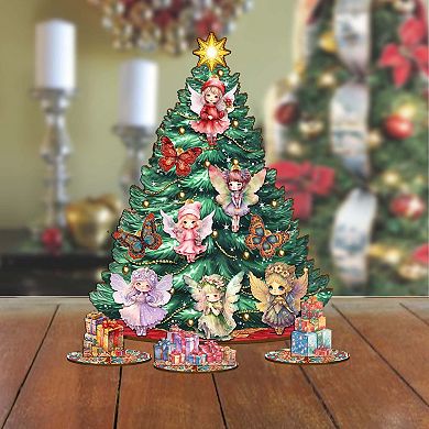 Fairies and Butterflies-Themed 11-inch Collectible Christmas tree by G.DeBrekht - Tabletop Christmas Decor