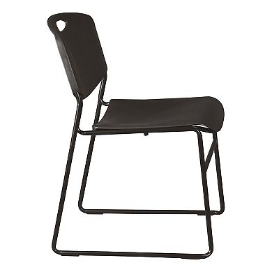 Heavy-Duty Plastic Stacking Chair with Black Seat & Black Frame (Pack of 4)