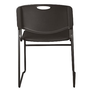 Heavy-Duty Plastic Stacking Chair with Black Seat & Black Frame (Pack of 4)