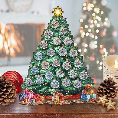 Advent Calendar 11-inch Collectible Christmas tree by G.DeBrekht - Tabletop Christmas Decor