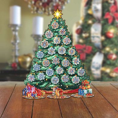 Advent Calendar 11-inch Collectible Christmas tree by G.DeBrekht - Tabletop Christmas Decor