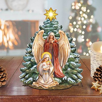 Nativity Scene with Christmas Tree 9-inch Décorative Village by G. Debrekht - Nativity Holiday Décor