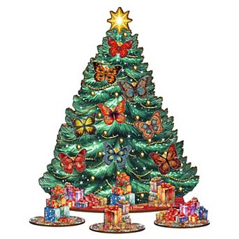 Butterfly-Themed 11-inch Collectible Christmas tree by G.DeBrekht - Tabletop Christmas Decor