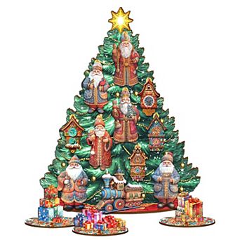 Santa Christmas Arrival-Themed 11-inch Collectible Christmas tree by G.DeBrekht - Tabletop Christmas Decor