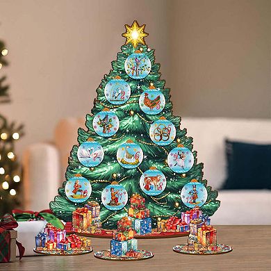 Twelve Days-Themed 11-inch Collectible Christmas tree by G.DeBrekht - Tabletop Christmas Decor