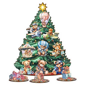 Teddy Bear-Themed 11-inch Collectible Christmas tree by G.DeBrekht - Tabletop Christmas Decor
