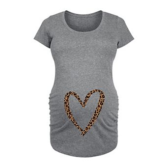 Maternity Leopard Heart Outline Graphic Tee