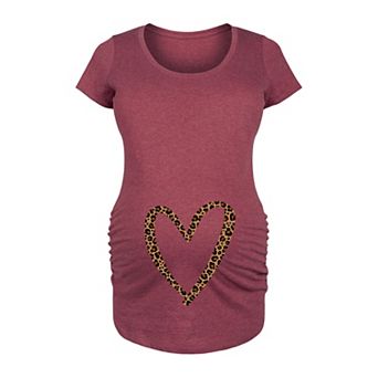 Maternity Leopard Heart Outline Graphic Tee