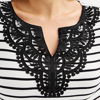 Plus Size Croft & Barrow® Lace Split Neck Top