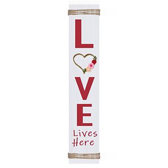 Northlight 40" Floral Heart "Love Lives Here" Wooden Valentine's Day Plaque