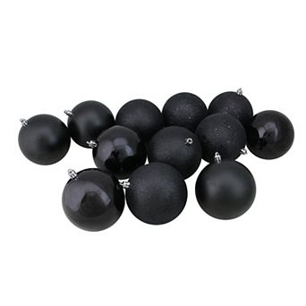 Northlight 12-Pack Black Shatterproof 4-Finish Christmas Ball Ornaments