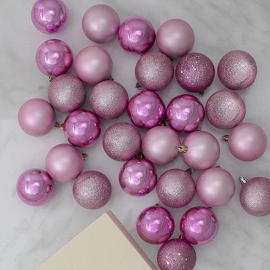 Northlight 60-Pack Bubblegum Pink Shatterproof 4-Finish Christmas Ball Ornaments