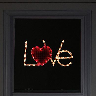 Northlight 17" Lighted White and Red "LoVe" with Heart Valentine's Day Window Silhouette Decoration