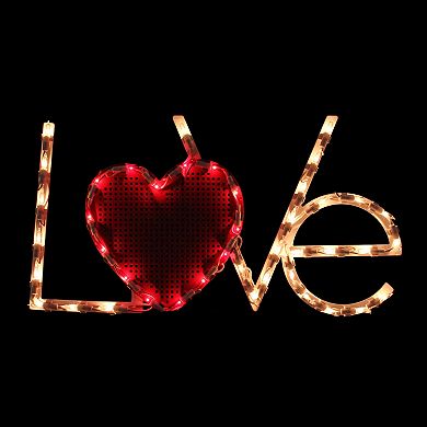 Northlight 17" Lighted White and Red "LoVe" with Heart Valentine's Day Window Silhouette Decoration