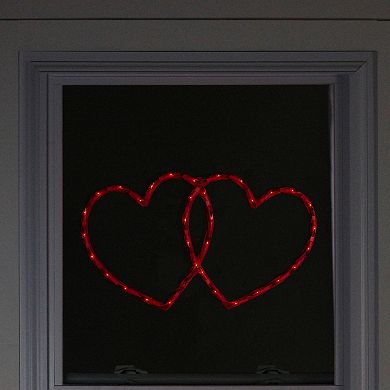 Northlight 17" Lighted Red Double Heart Valentine's Day Window Silhouette Decoration