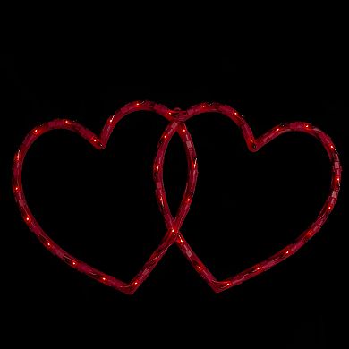 17" Lighted Red Double Heart Valentine's Day Window Silhouette Decoration