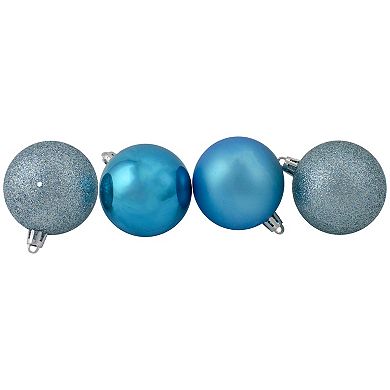 Northlight 24-Pack Turquoise Blue Shatterproof 4-Finish Christmas Ball Ornaments