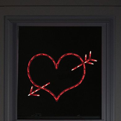Northlight 17" Lighted Red Heart with Arrow Valentine's Day Window Silhouette Decoration