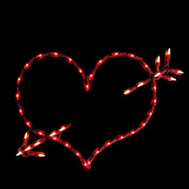 Northlight 17" Lighted Red Heart with Arrow Valentine's Day Window Silhouette Decoration