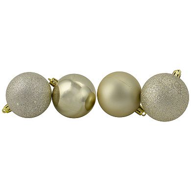 Northlight 24-Pack Champagne Gold Shatterproof 4-Finish Christmas Ball Ornaments