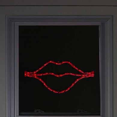 Northlight 17.5" Lighted Red Lips Valentine's Day Window Silhouette Decoration