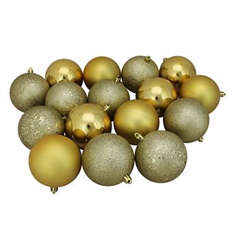 Northlight 16-Pack Vegas Gold Shatterproof 4-Finish Christmas Ball Ornaments