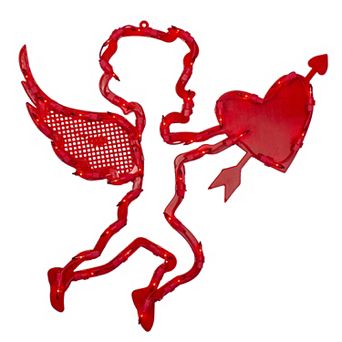 Northlight 17" Lighted Red Cupid with Heart Valentine's Day Window Silhouette Decoration
