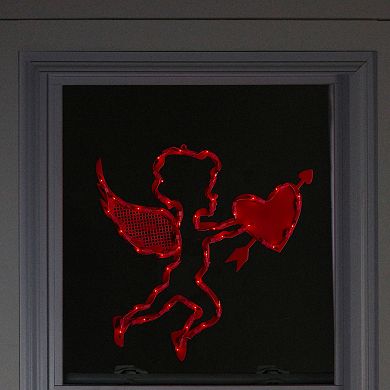 Northlight 17" Lighted Red Cupid with Heart Valentine's Day Window Silhouette Decoration