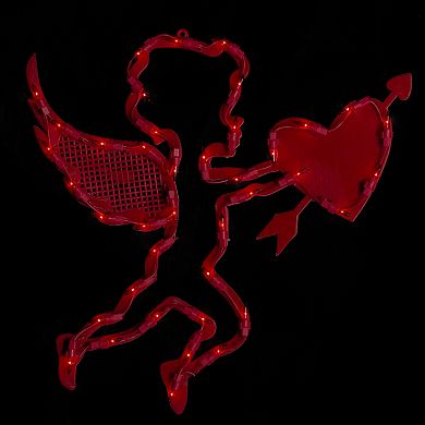 Northlight 17" Lighted Red Cupid with Heart Valentine's Day Window Silhouette Decoration