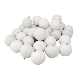 Northlight 32-Pack Winter White 4-Finish Shatterproof Christmas Ball Ornaments