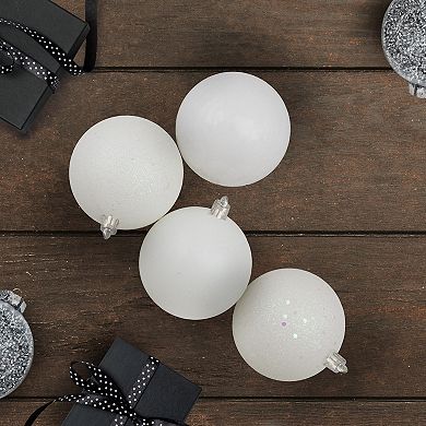 Northlight 32-Pack Winter White 4-Finish Shatterproof Christmas Ball Ornaments
