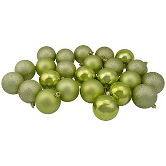 Northlight Set of 24 Kiwi Green Shatterproof 4-Finish Christmas Ball Ornaments